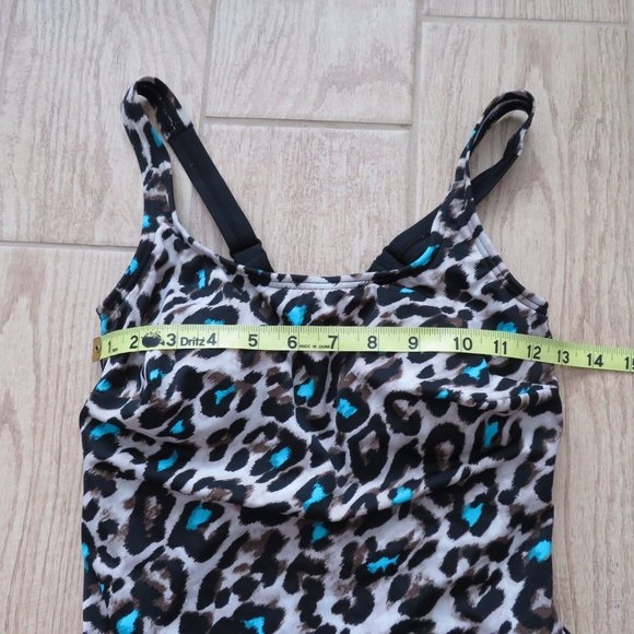 Leopard Print One Piece Swimsuit with Built-in Bra and Skirt - Picture 8 of 9